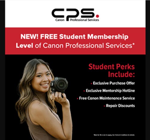 Canon U.S.A. Launches Free Professional Services Membership Program for Qualified Student Photographers and Videographers